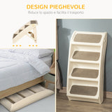 easycomfort easycomfort scaletta per cani pieghevole con 4 gradini antiscivolo per animali fino 10kg beige