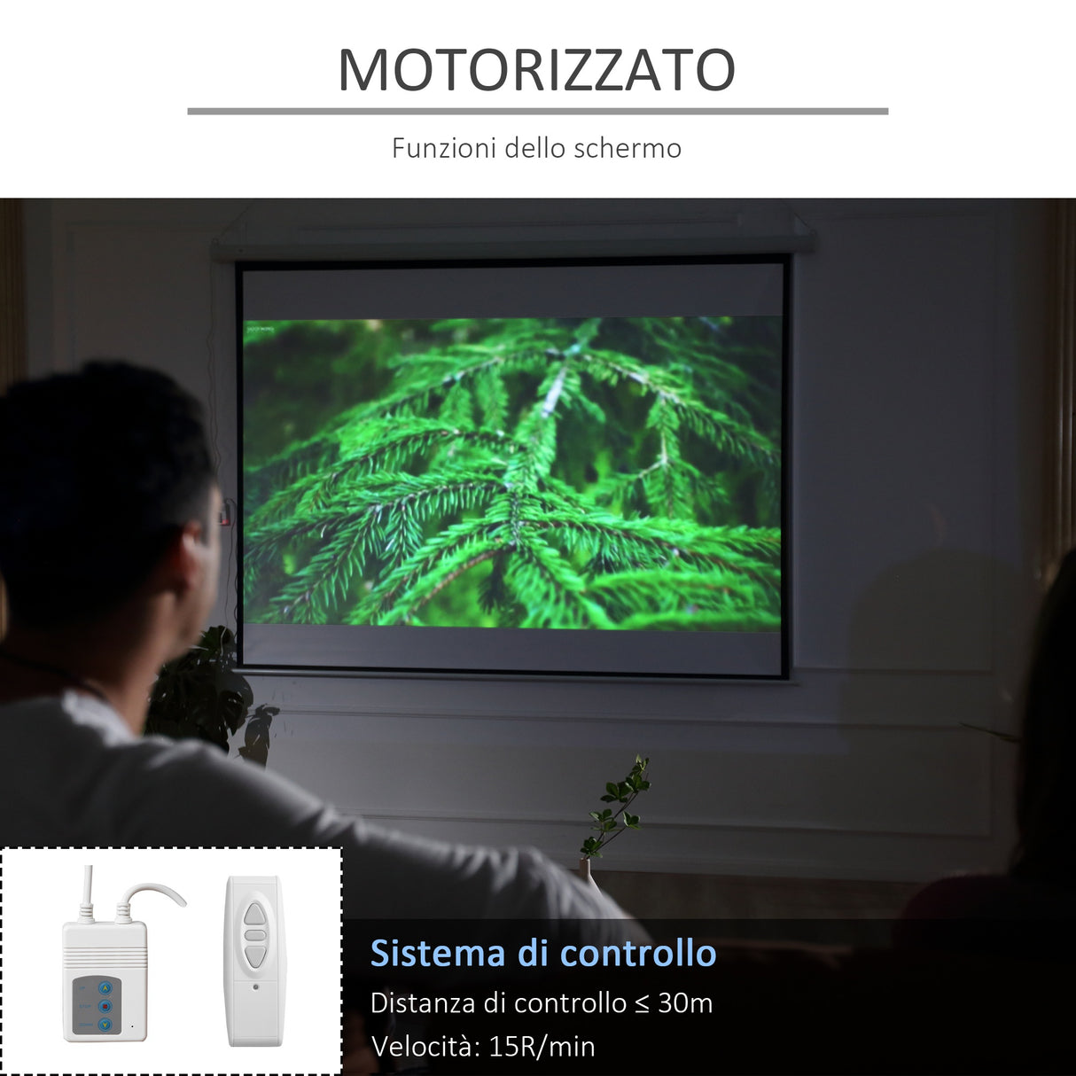 easycomfort easycomfort schermo per proiettore 120 pollici formato 43 regolabile con telecomando schermo di proiezione motorizzato compatto 244x183 cm bianco ean 8054144131894