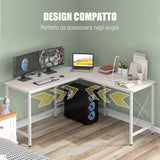 easycomfort easycomfort scrivania angolare a l con piedini regolabili in legno e acciaio 150x150x76 cm bianca
