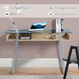 easycomfort easycomfort scrivania da computer di design con piano in vetro temperato di 9mm e telaio in legno e acciaio per casa ufficio ean 8055776910307
