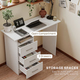 easycomfort easycomfort scrivania moderna in legno con 3 cassetti e ripiano aperto 100x40x75 cm bianca e marrone
