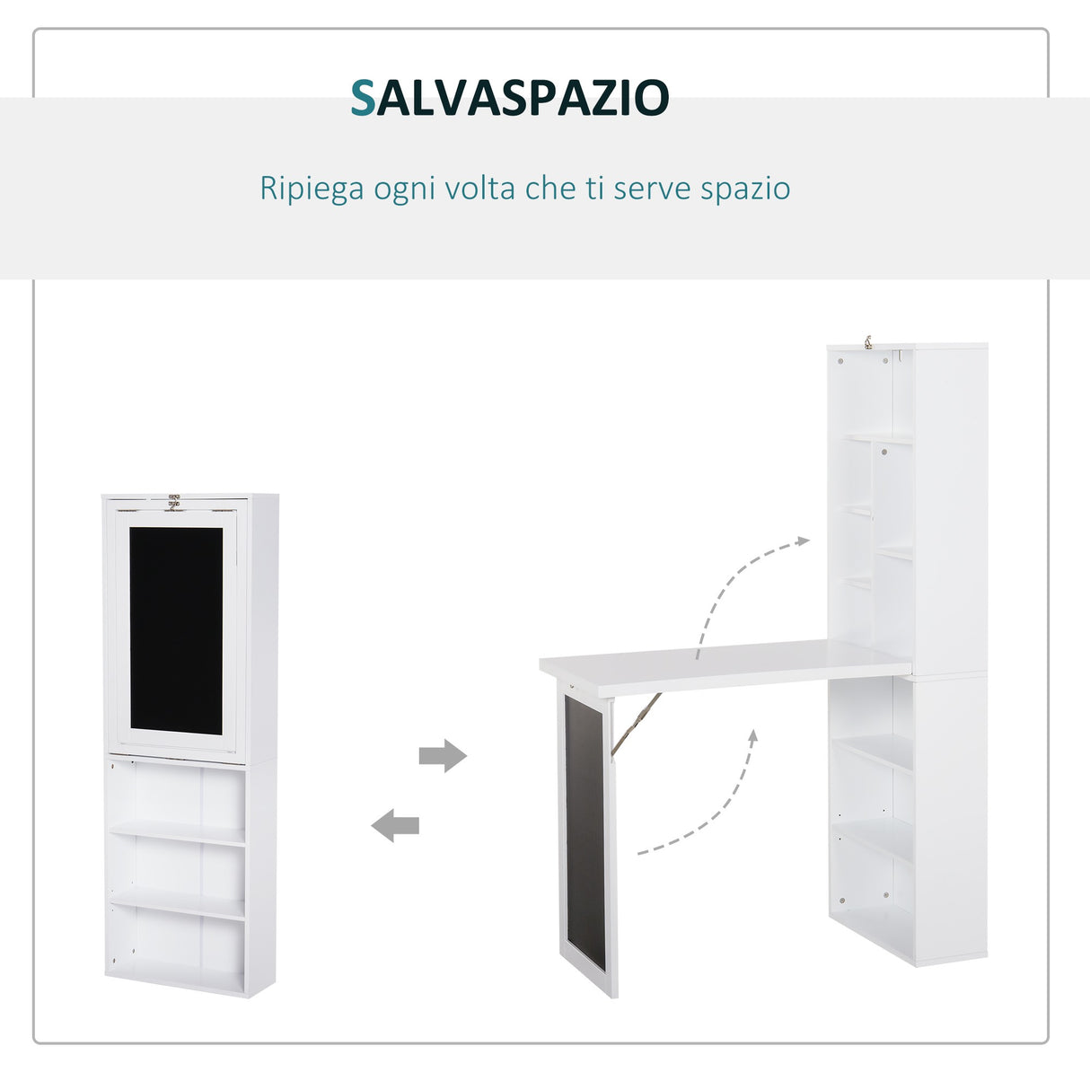 easycomfort easycomfort scrivania pc pieghevole con libreria a 9 ripiani in legno e metallo 98x51x153 cm bianco ean 8054111849425