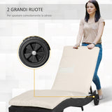 easycomfort easycomfort sdraio da giardino in rattan pe con schienale regolabile e cuscino 207x70x70cm nero