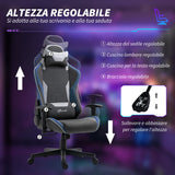 easycomfort easycomfort sedia da gaming reclinabile a 150 con funzione dondolo in tessuto effetto lino 66x53x128 138 cm grigio