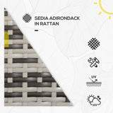 easycomfort easycomfort sedia da giardino adironrack con braccioli in rattan e acciaio 64x80x90 cm grigio