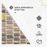 easycomfort easycomfort sedia da giardino adironrack con braccioli in rattan e acciaio 64x80x90 cm marrone e grigio