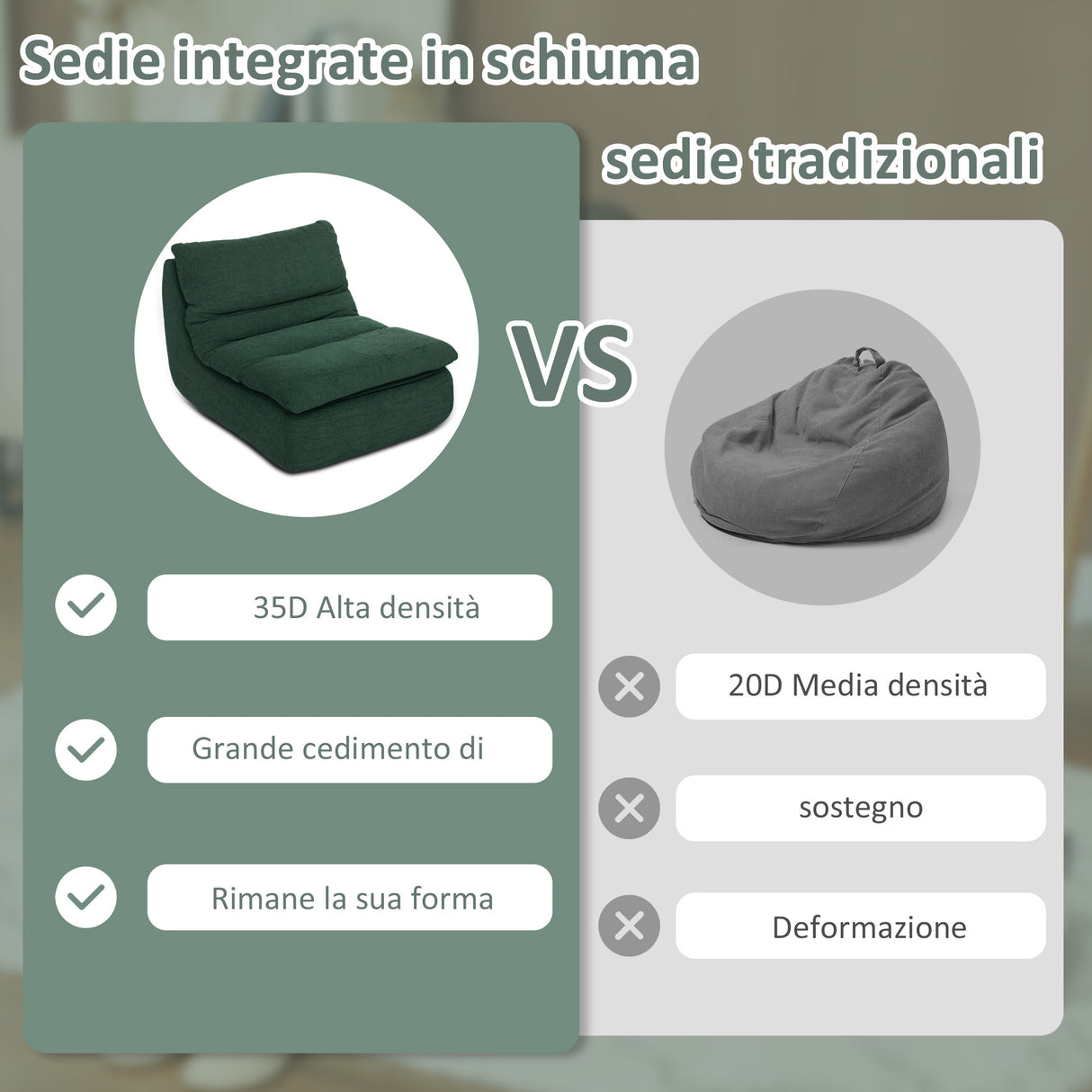 easycomfort easycomfort sedia da terra moderna e imbottita in tessuto effetto velluto verde e schiuma 82x103x75 cm