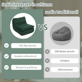 easycomfort easycomfort sedia da terra moderna e imbottita in tessuto effetto velluto verde e schiuma 82x103x75 cm