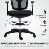 easycomfort easycomfort sedia girevole con anello poggiapiedi e schienale ricurvo in poliestere schiuma e plastica 55x58x94 cm nero