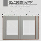 easycomfort easycomfort set 2 pareti per gazebo 3x6m e 3x3 m in tessuto oxford con finestre e cerniere 295x195cm grigio