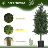 easycomfort easycomfort set 2 piante finte di cedro in pe con vaso di plastica pp in acciaio e cemento 38x12 5x90 cm verde