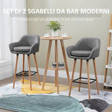 easycomfort easycomfort set 2 sgabelli da bar alti con schienale e poggiapiedi sgabelli da cucina stile vintage in tessuto con cuscino e gambe in legno per sala da pranzo 55x48x100cm