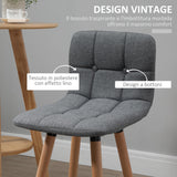 easycomfort easycomfort set 2 sgabelli da bar con schienale e poggiapiedi seduta imbottita in tessuto e gambe in legno 41 5x47x97 5 grigio