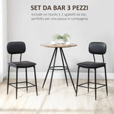 immagine-4-easycomfort-easycomfort-set-3-pezzi-tavolo-da-cucina-e-2-sedie-moderne-da-cucina-in-pelle-pu-con-seduta-imbottita-nero-e-marrone