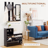 easycomfort easycomfort set appendi abiti da ingresso con specchio e scarpiera per 8 paia di scarpe nero lucido