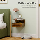 easycomfort easycomfort set da 2 comodini sospesi per camera da letto con cassetto e mensola in legno 35x32x22 5cm marrone