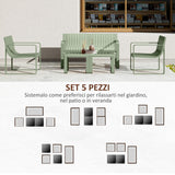 easycomfort easycomfort set da giardino 5 pezzi a doghe con divanetto 2 poltroncine e 2 tavolini in polipropilene verde