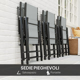easycomfort easycomfort set da giardino 7 pezzi con tavolo da pranzo con foro per ombrellone e 6 sedie pieghevoli grigio