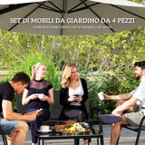 easycomfort easycomfort set da giardino con divano 2 posti 2 poltrone impilabili e tavolino in vetro nero