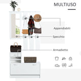 easycomfort easycomfort set mobili ingresso moderno con scarpiera e specchio appendiabiti da ingresso con 6 ganci 2 ripiani regolabili e cassetti in legno per corridoio 90x24x177 cm bianco ean 8054111846370