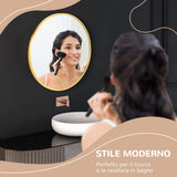 easycomfort easycomfort specchio bagno rotondo con cornice da parete in lega di alluminio 50x2cm oro