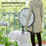 easycomfort easycomfort tavolino da caffe per giardino pieghevole con piano in vetro effetto marmo 45x50cm grigio