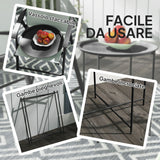 easycomfort easycomfort tavolino da giardino con vassoio rimovibile e gambe pieghevoli in acciaio 46x50 cm nero