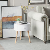 easycomfort easycomfort tavolino da salotto moderno in legno tavolino rotondo con cassetto tavolino da caffe per soggiorno e camera bianco ean 8054111846318