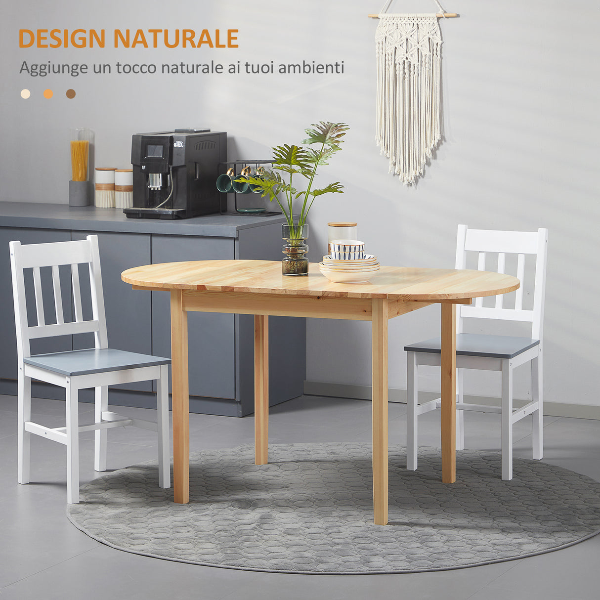 easycomfort easycomfort tavolo allungabile a ribalta per 4 6 persone in legno di pino 140x70x75 cm color legno