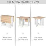easycomfort easycomfort tavolo consolle a ribalta con vano mensola tavolino da salotto e cucina tavolo a ribalta pieghevole salvaspazio color legno e bianco 118x80x72cm ean 8054144135571