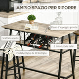 easycomfort easycomfort tavolo da bar industriale da 10 bottiglie in truciolato e acciaio 120x60x91 cm nero e color legno
