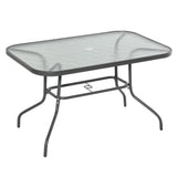 easycomfort easycomfort tavolo da giardino con foro per ombrellone arredamento da esterno in metallo e vetro 120x80x70cm grigio ean 8054144131580