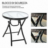 easycomfort easycomfort tavolo da giardino pieghevole in metallo tavolino da giardino piccolo con ripiano in vetro e blocco di sicurezza 45x50cm nero ean 8054111843188