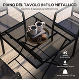 easycomfort easycomfort tavolo da giardino pieghevole quadrato con piano a rete in acciaio 80x80x74cm nero