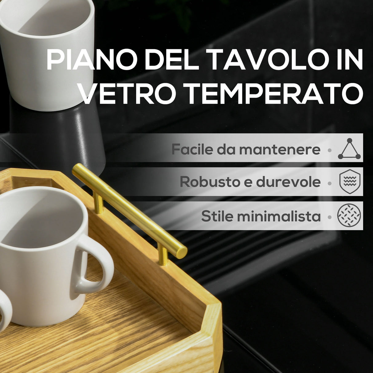 easycomfort easycomfort tavolo da giardino rettangolare per 8 persone in alluminio e vetro 180x80x72cm nero