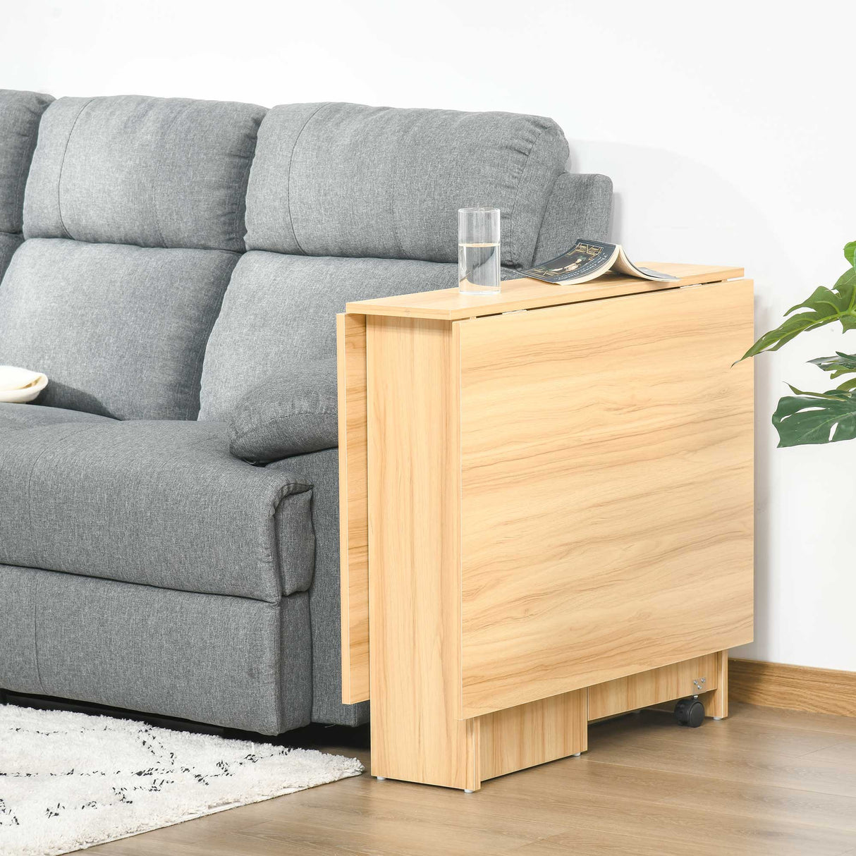 easycomfort easycomfort tavolo da pranzo pieghevole tavolo a ribalta per 4 6 persone tavolo da cucina salvaspazio moderno con 2 ripiani e 2 ruote in legno 140x80x74 cm color legno ean 8054111844710