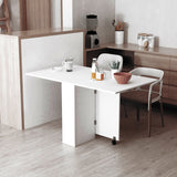 easycomfort easycomfort tavolo pieghevole salvaspazio 2 ripiani inferiori in legno tavolo richiudibile salvaspazio con ruote per 6 persone 75p x 140l x 74h cm bianco ean 8054111849241