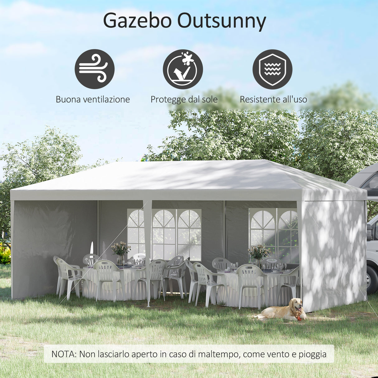 easycomfort easycomfort tendone da giardino pieghevole per feste ed eventi con pannelli rimovibili 5 83x2 95 m bianco