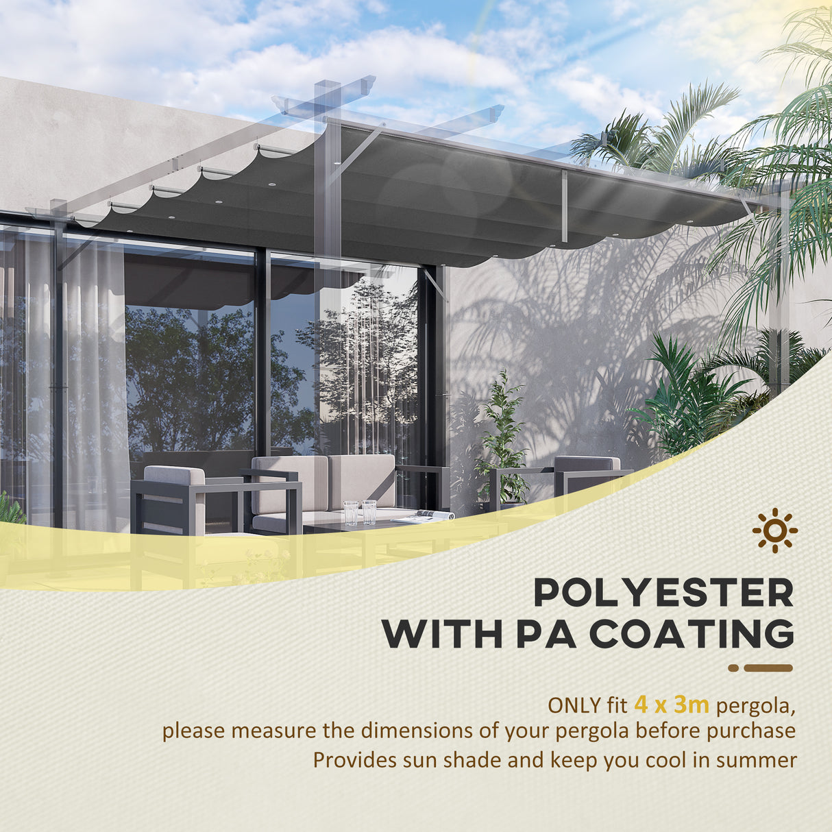 easycomfort easycomfort tettuccio di ricambio per gazebo da giardino 3x3 m con 10 fori copertura in poliestere grigio