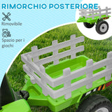 easycomfort easycomfort trattore elettrico per bambini 3 6 anni con rimorchio rimovibile batteria 12v e telecomando verde