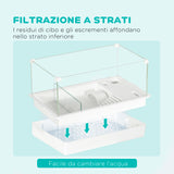 easycomfort easycomfort vasca per tartarughe con filtro a 3 livelli e pannelli in vetro e abs 51x31x25 5 cm bianco