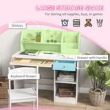 easycomfort easycomfortzonekiz banco scuola e sedia per bambini da 5 8 anni con scaffale e mensola estraibile in legno bianco