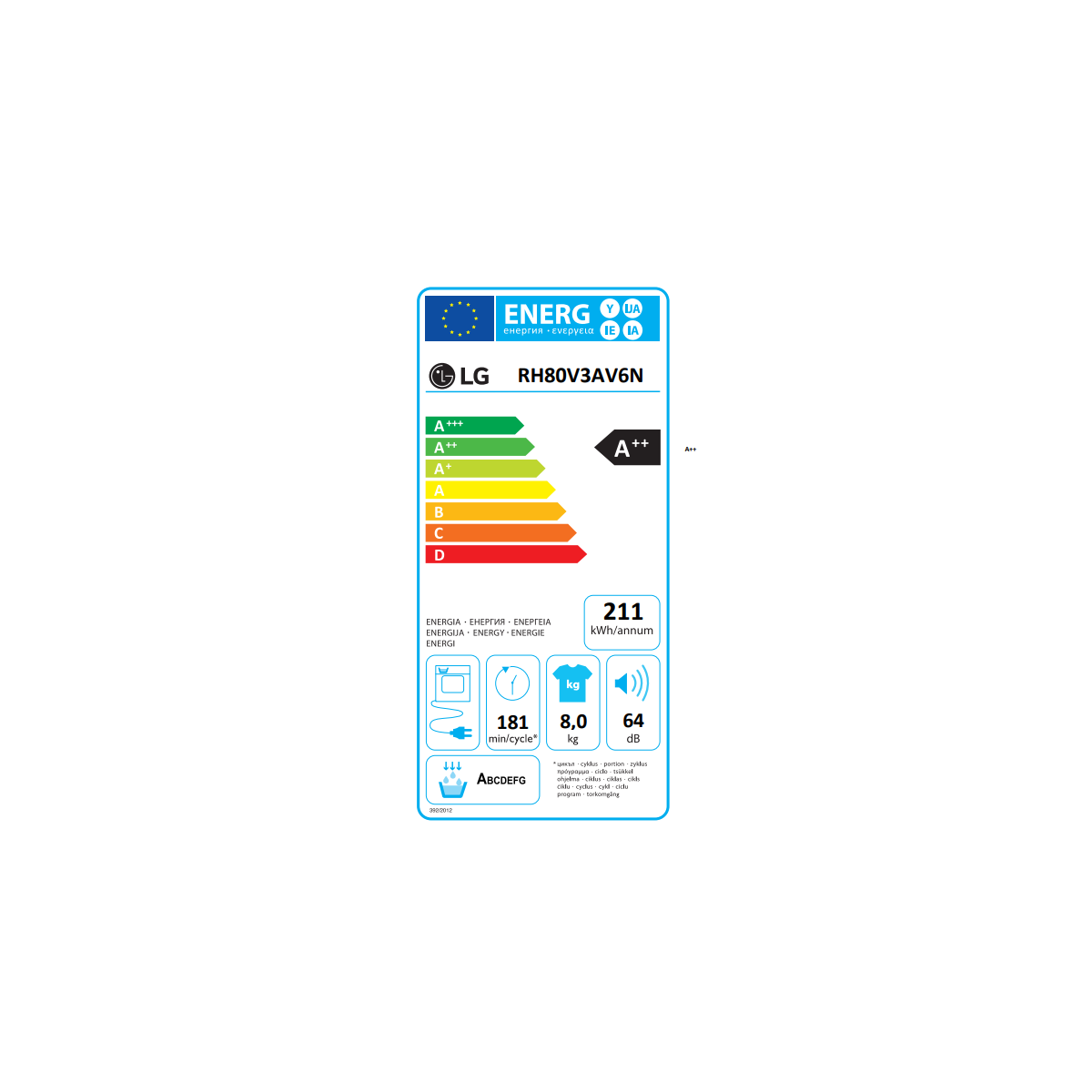 asciugatrice smart 8 kg lg rh80v3av6n eco hybrid classe a__