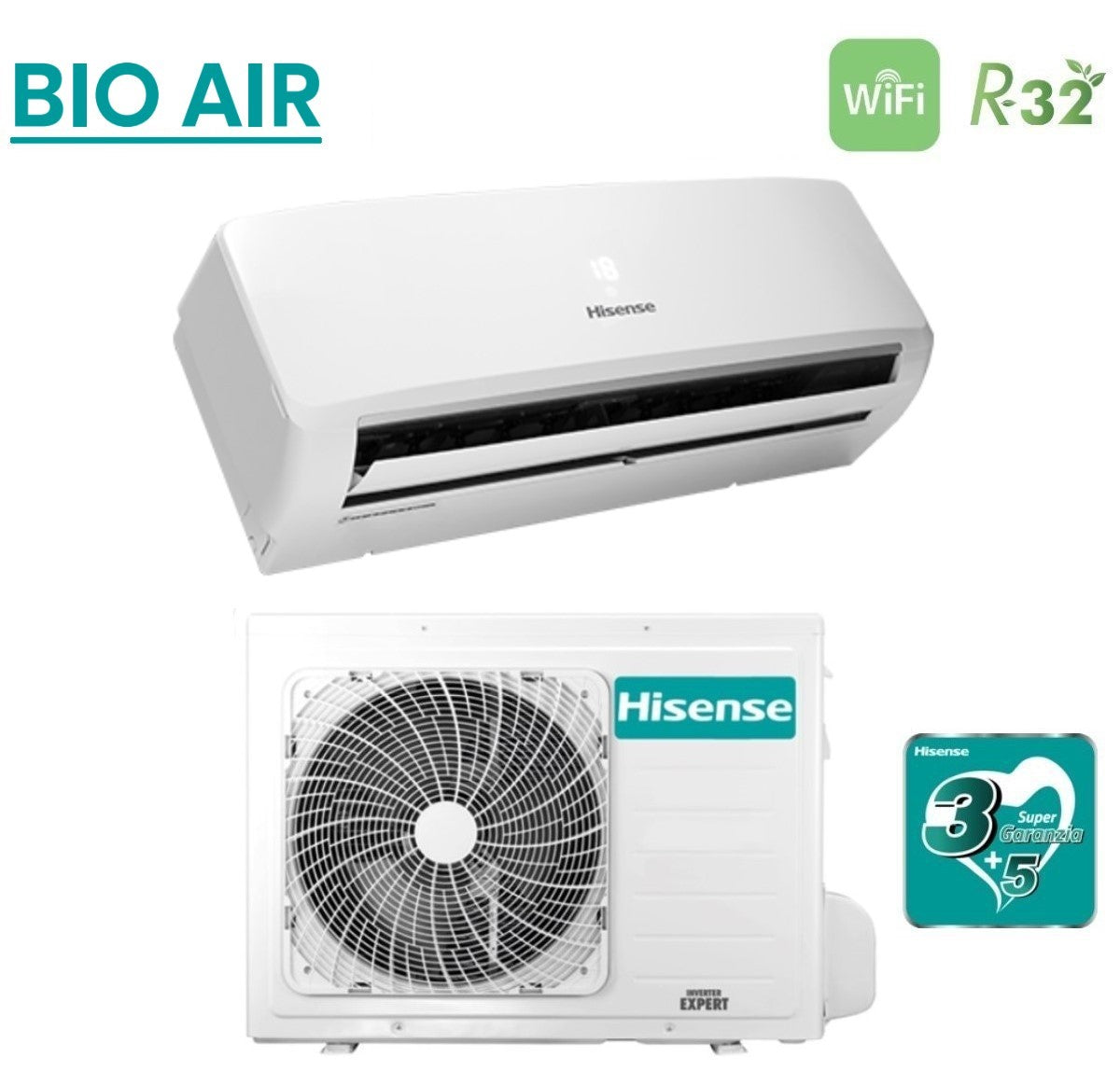 climatizzatore condizionatore hisense inverter serie bio air 9000 btu tdve090ag _ tdve090aw r 32 wi fi integrato classe a__ a_