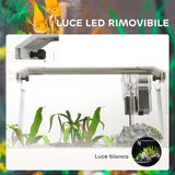 easycomfort easycomfort acquario in vetro con luci led da 20l filtro e pompa dacqua 38x26x27 cm bianco
