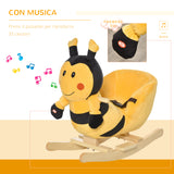 easycomfort easycomfort animale a dondolo per bambini a forma di ape in legno di pioppo con musica 60x33x45 cm giallo e nero