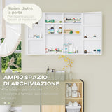 easycomfort easycomfort armadietto medicinali a 6 ripiani con serratura e 2 chiavi in acciaio 55x18x60 cm bianco