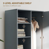 easycomfort easycomfort armadio moderno con 2 cassetti ripiani aperti e vano appendiabiti 80x50x124 cm grigio scuro