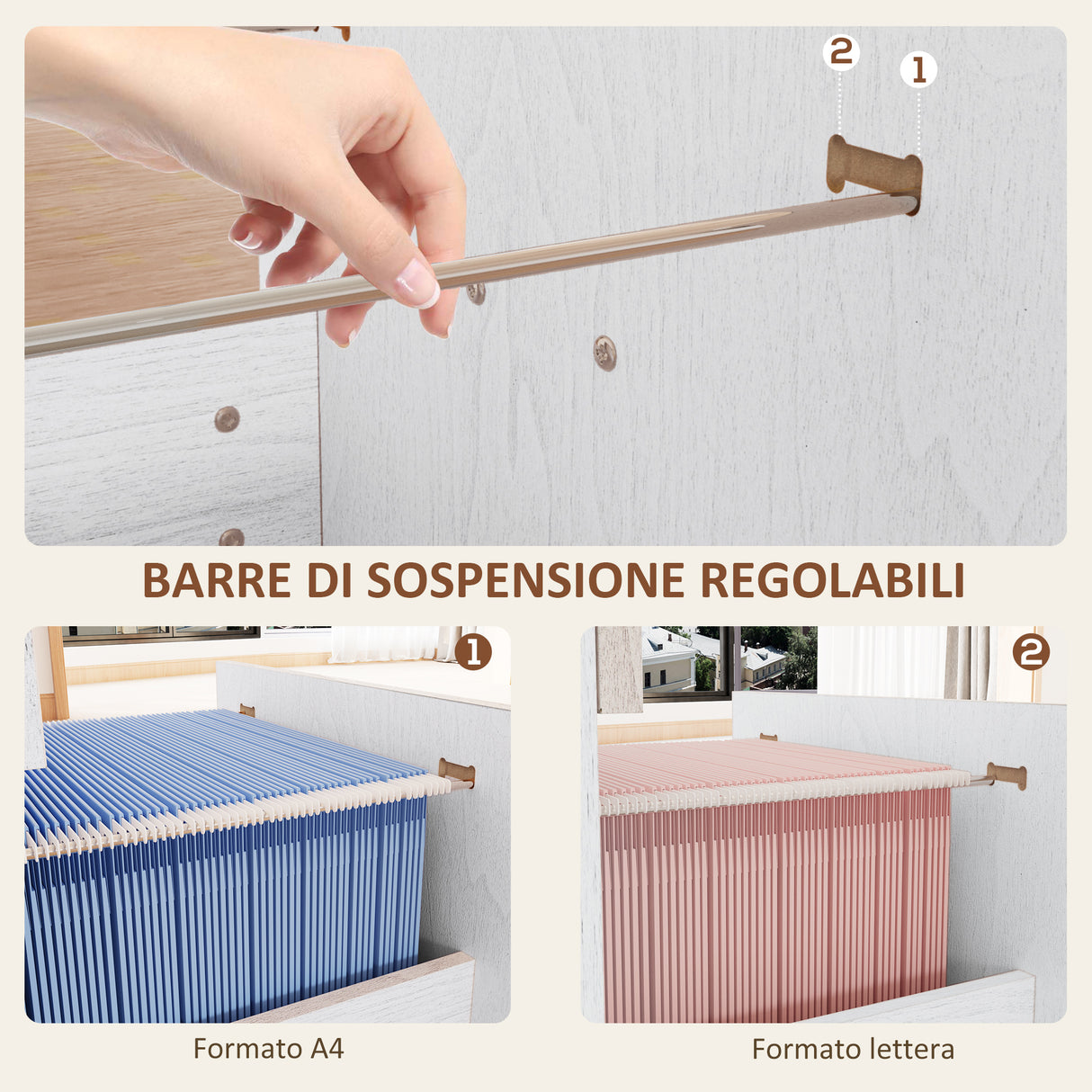 easycomfort easycomfort armadio per ufficio a 4 cassetti con 2 serrature e barra portadocumenti in legno 40x42x130 8 cm bianco
