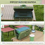 easycomfort easycomfort barbecue a carbonella portatile e pieghevole a valigetta con manico 47x30x28 cm verde